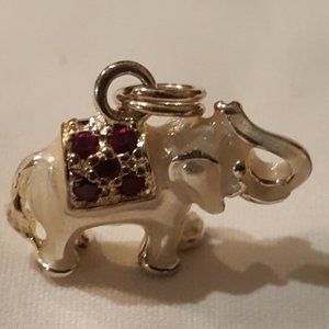 925 Sterling Silver Ruby Studded Elephant Charm Pendant